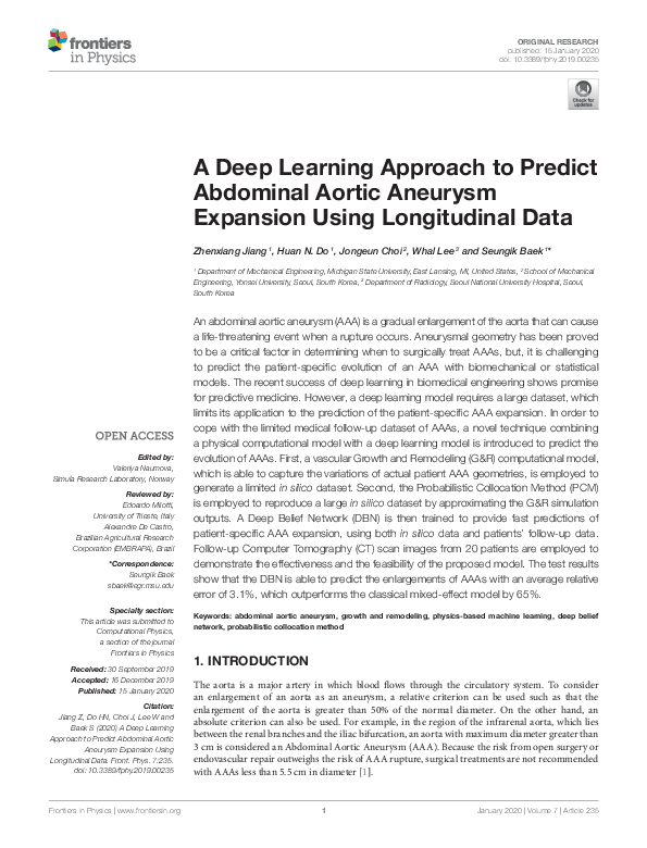 (PDF) A Deep Learning Approach to Predict Abdominal Aortic Aneurysm ...