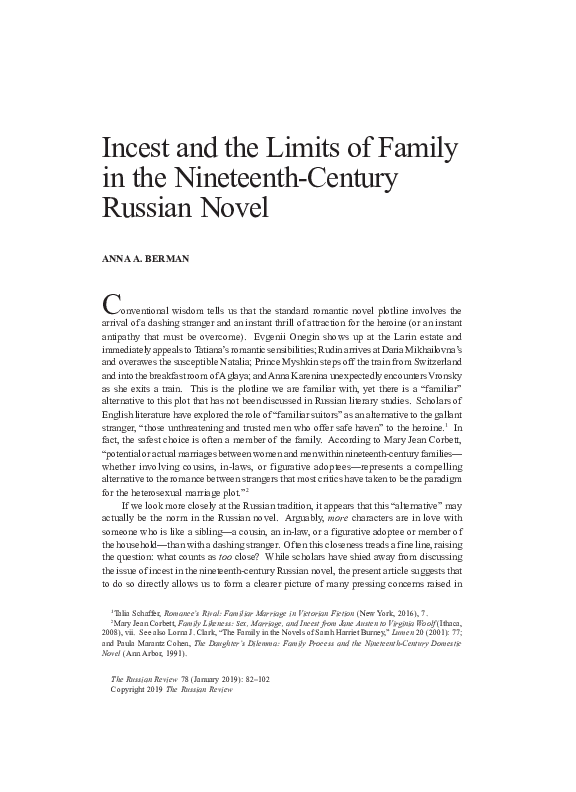 (PDF) Incest and the Limits of Family in the Nineteenth-Century Russian ...