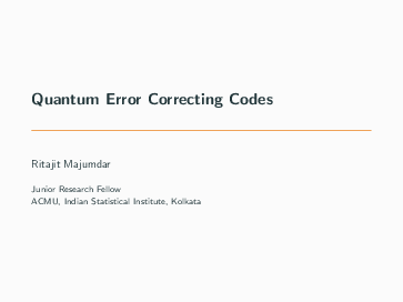 (PDF) Quantum Error Correcting Codes