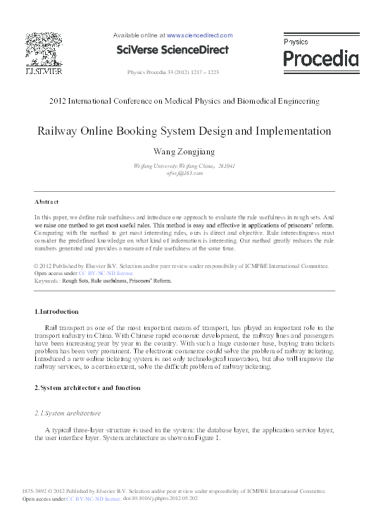 (PDF) Railway Online Booking System Design and Implementation peer ...