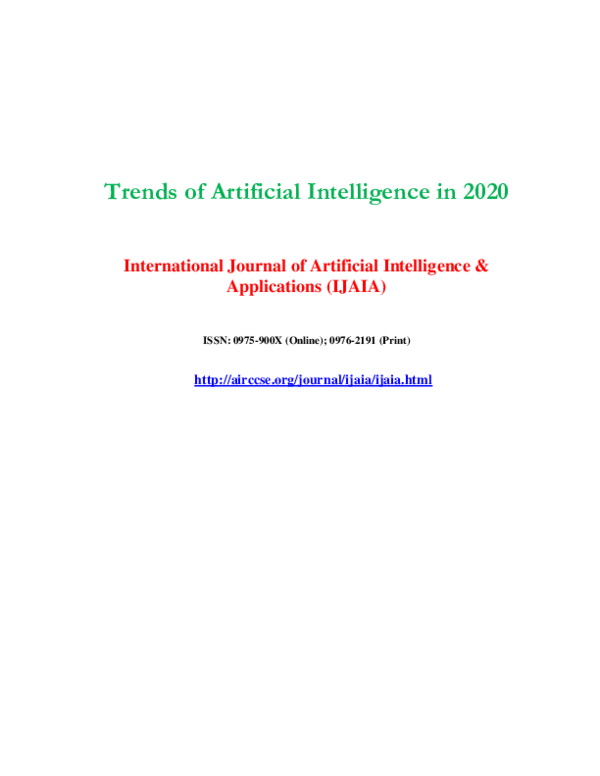 (PDF) Trends of Artificial Intelligence in 2020 International Journal