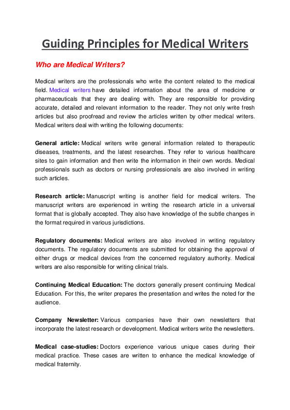 How To Write A Medical Article