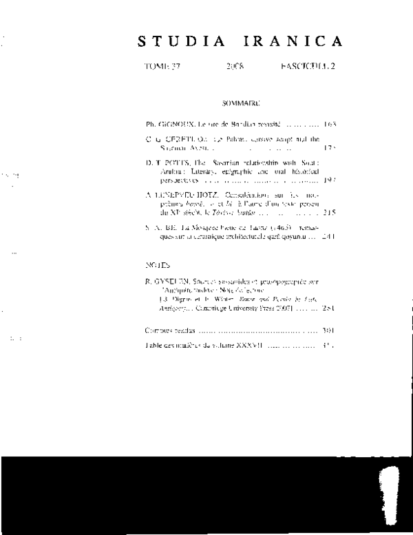 (PDF) Carlo G. Cereti, On the Pahlavi cursive script and the Sasanian ...