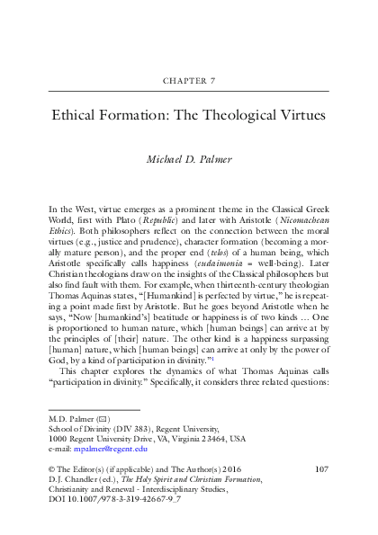 (PDF) Ethical Formation: The Theological Virtues