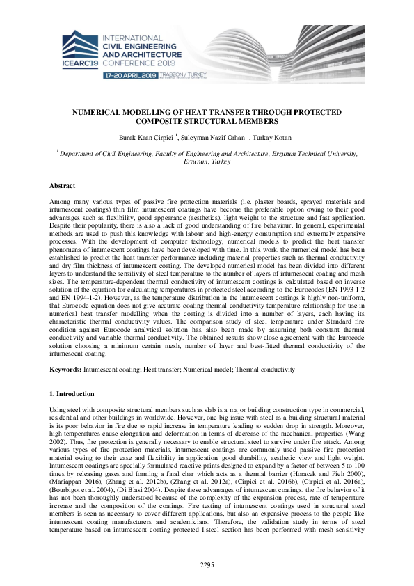 (PDF) NUMERICAL MODELLING OF HEAT TRANSFER THROUGH PROTECTED COMPOSITE ...