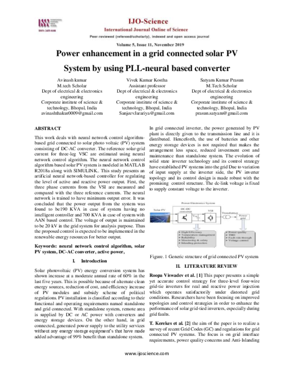(PDF) Power enhancement in a grid connected solar PV System by using ...