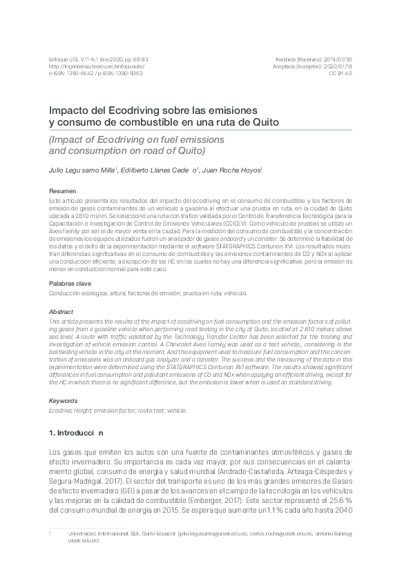 (PDF) Impact of Ecodriving on fuel emissions and consumption on road of ...