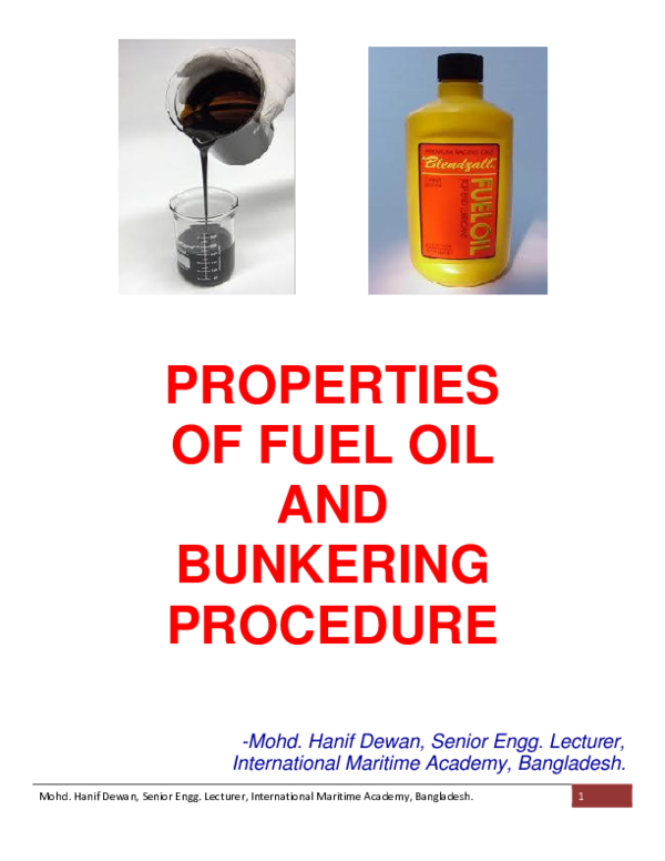 (PDF) PROPERTIES OF FUEL OIL AND BUNKERING PROCEDURE Boima Perry