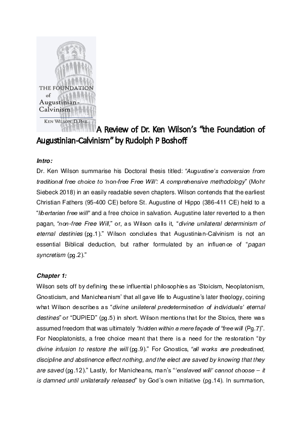 (DOC) A Review of Dr. Ken Wilson’s the Foundation of Augustinian