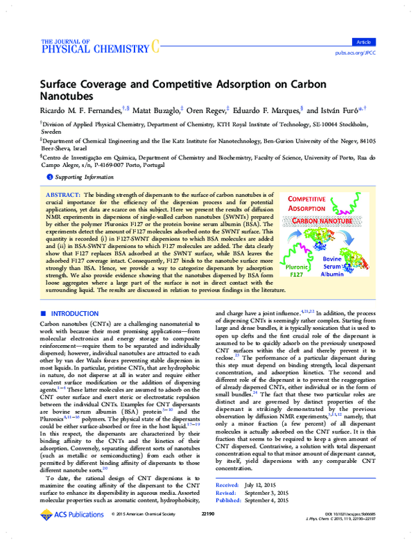 (PDF) Surface Coverage and Competitive Adsorption on Carbon Nanotubes