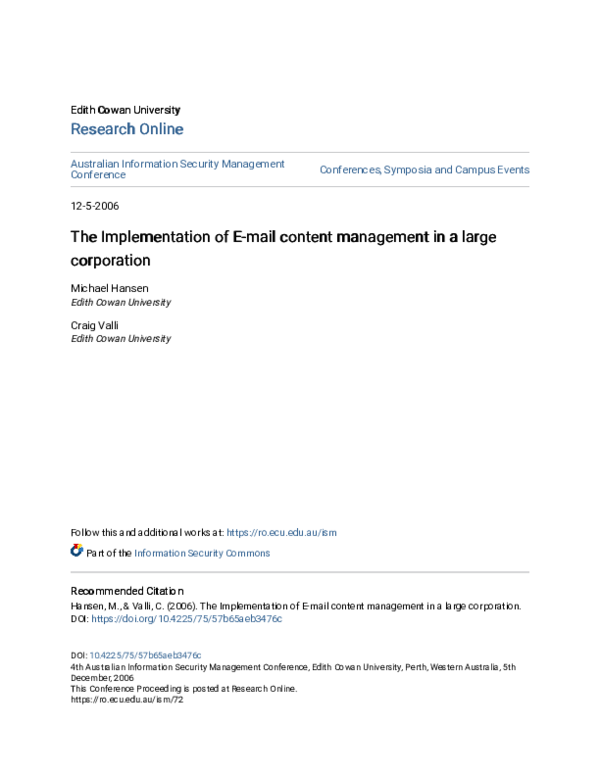 (PDF) The Implementation of E-mail content management in a large ...
