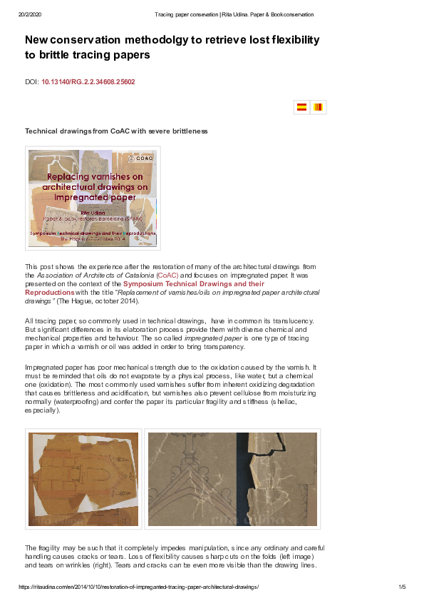 (PDF) New conservation methodolgy to retrieve lost flexibility to