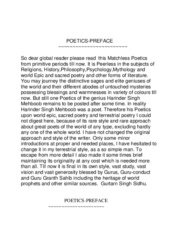 (PDF) PREFACE OF POETICS Final