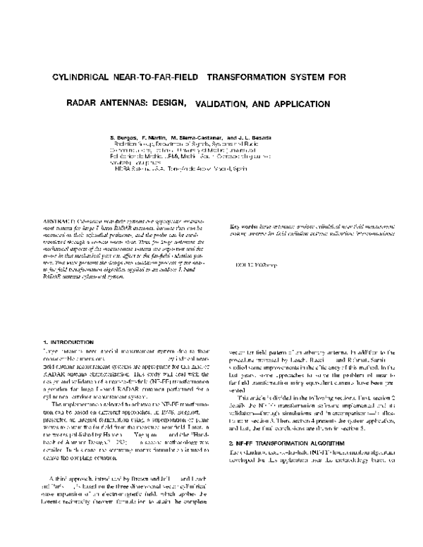  pdf cylindrical near to far field transformation system for radar