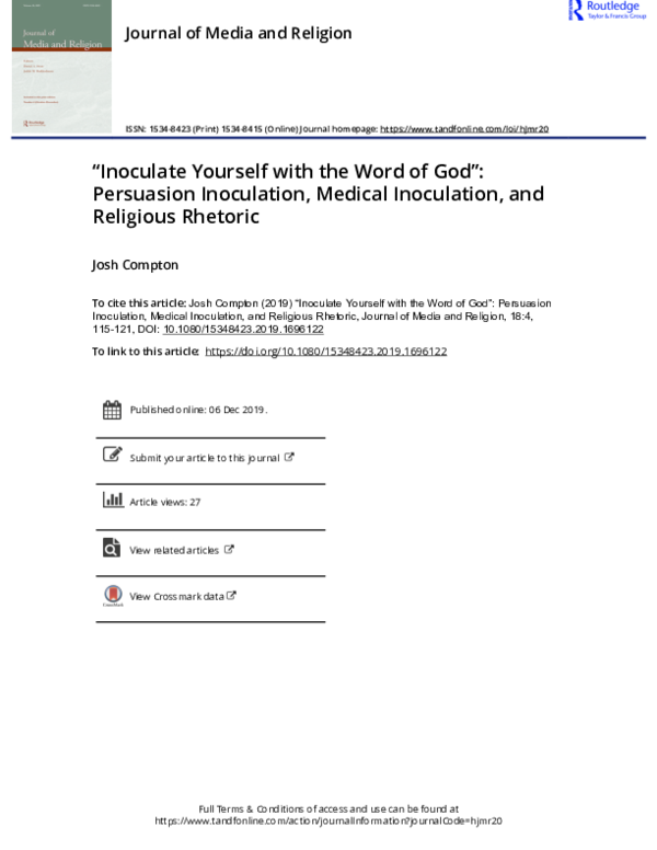 (PDF) “Inoculate yourself with the word of God”: Persuasion inoculation ...