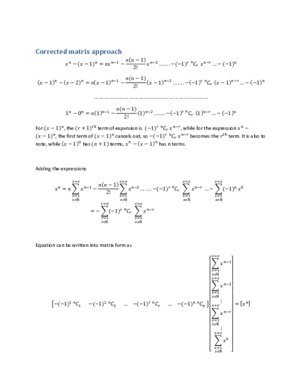 (DOC) Corrected matrix approach to power sum (Autosaved)