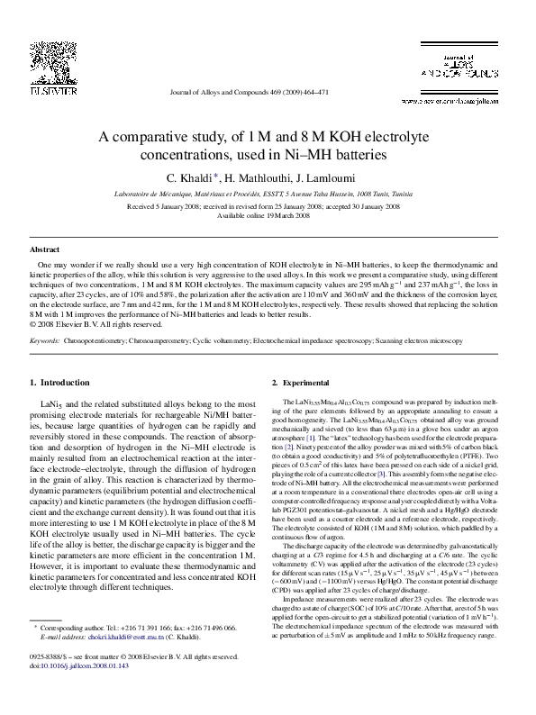 (PDF) A comparative study, of 1M and 8M KOH electrolyte concentrations ...