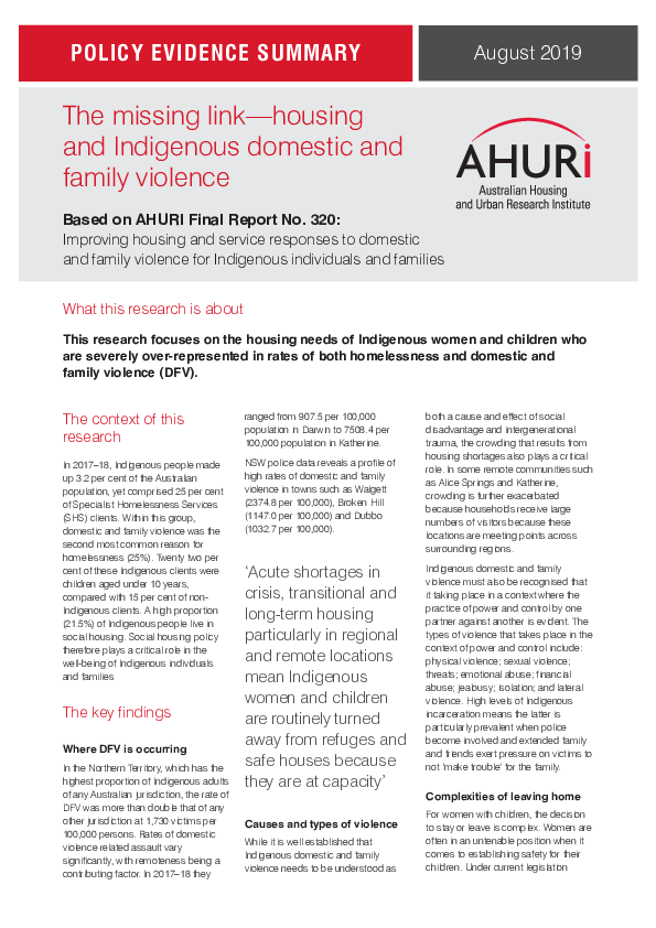 (PDF) The missing linkhousing and Indigenous domestic and family