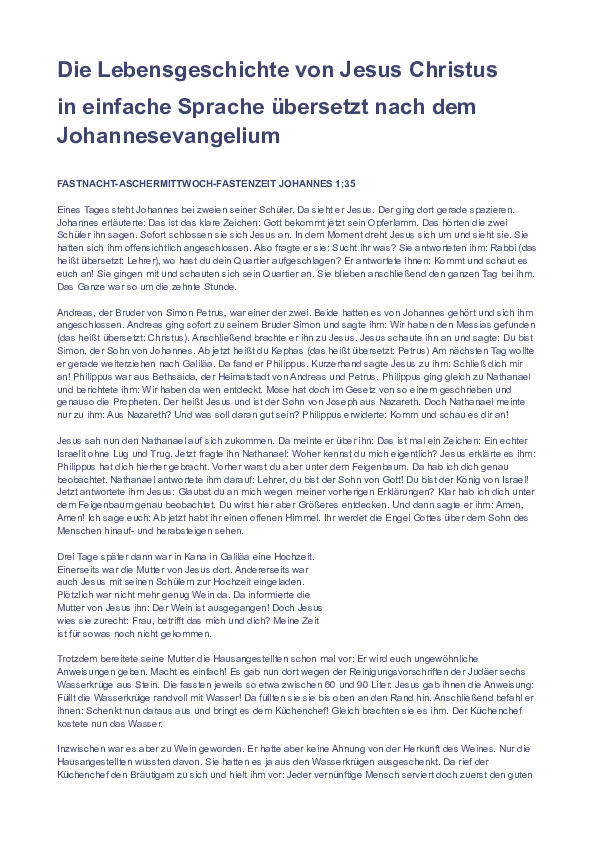 (PDF) Die Lebensgeschichte von Jesus Christus in einfache Sprache ...