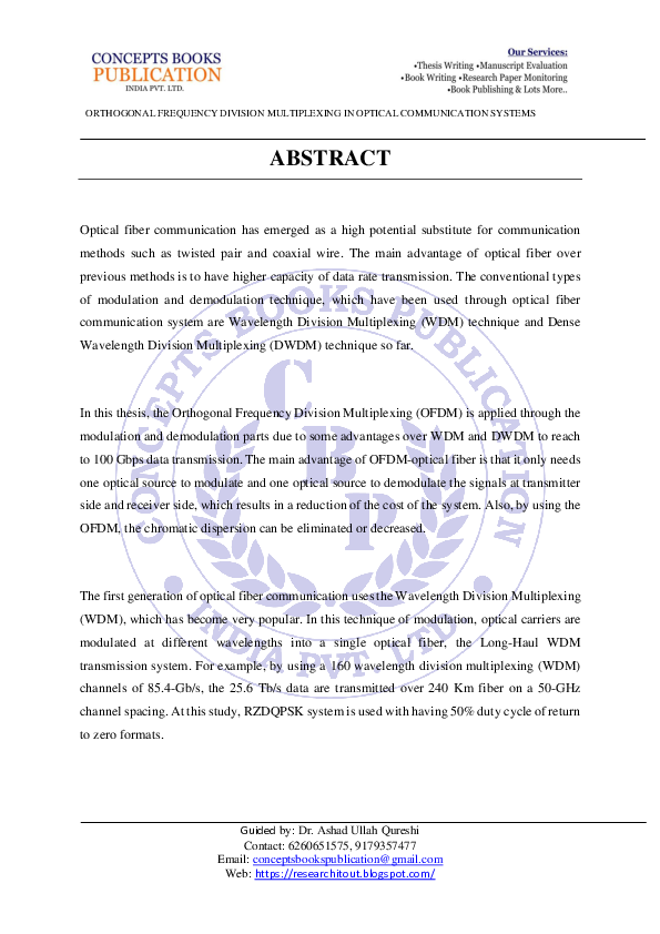 (PDF) ORTHOGONAL FREQUENCY DIVISION MULTIPLEXING IN OPTICAL ...