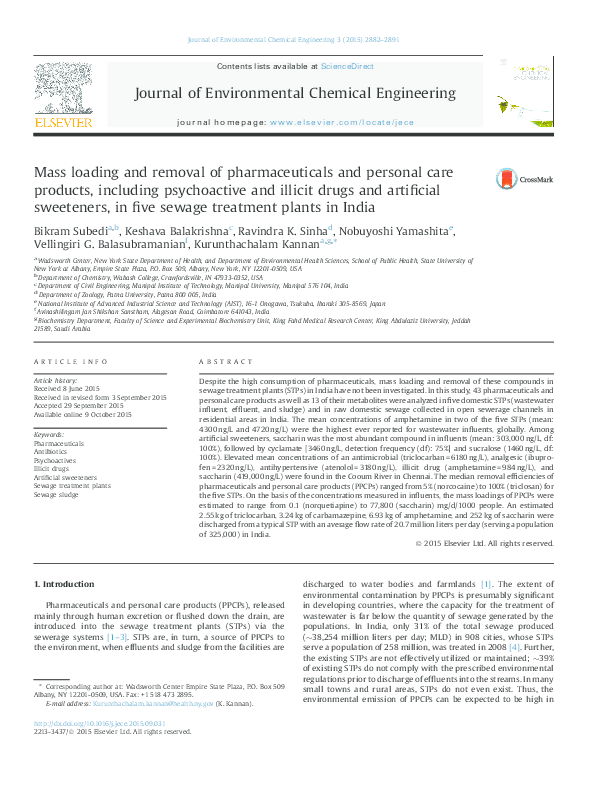 (PDF) Mass loading and removal of pharmaceuticals and personal care ...