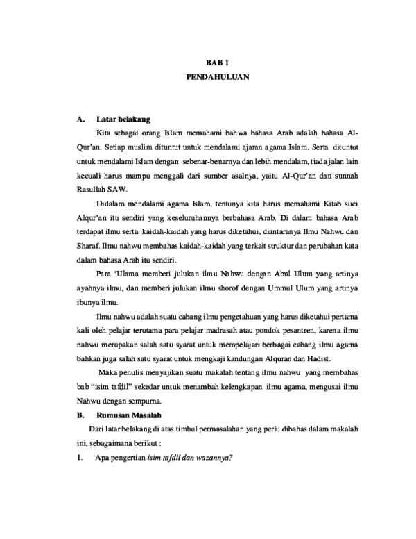 Contoh Latar Belakang Makalah Isim Tafdil Makalah Lengkap