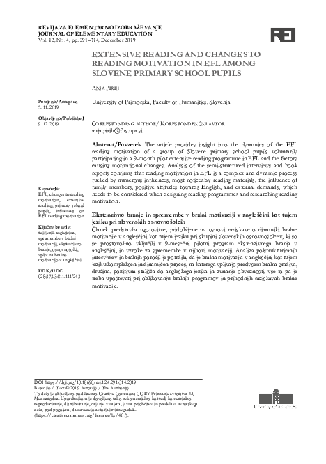 (PDF) EXTENSIVE READING AND CHANGES TO READING MOTIVATION IN EFL AMONG ...