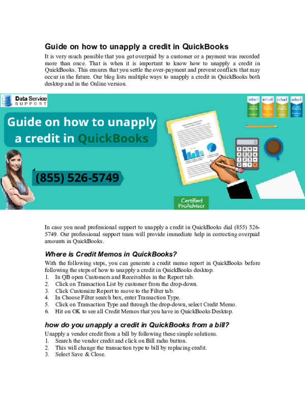 Guide on how to unapply a credit in QuickBooks Sofia Jones Academia.edu