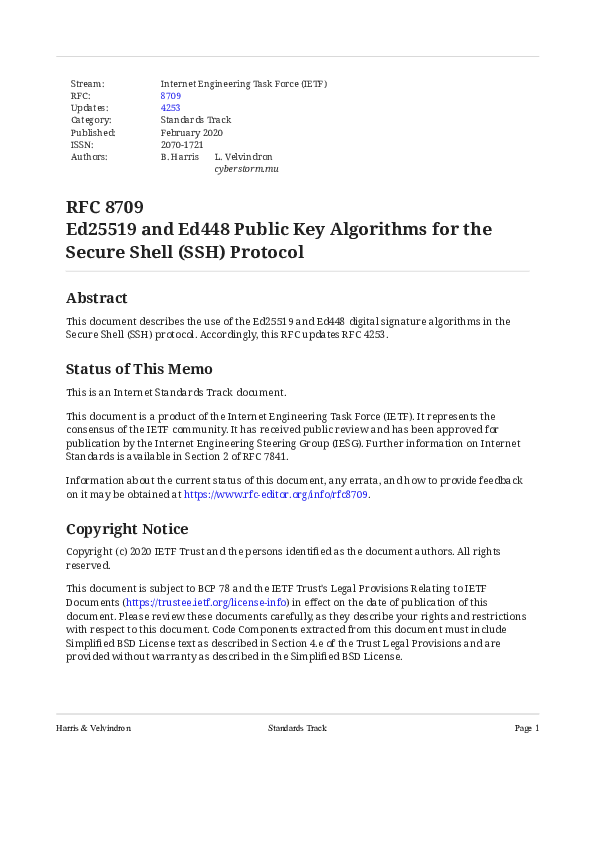 (PDF) Ed25519 and Ed448 Public Key Algorithms for the Secure Shell (SSH ...