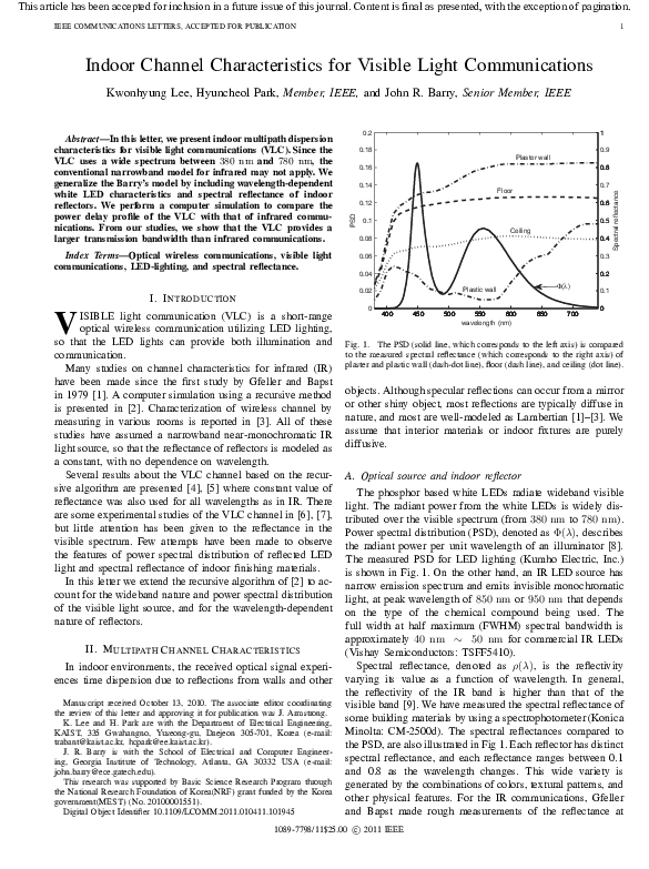 (PDF) IEEE COMMUNICATIONS LETTERS, ACCEPTED FOR PUBLICATION 1 Indoor