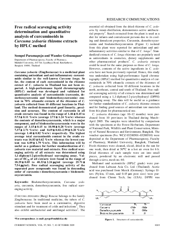 (PDF) Free radical scavenging activity determination and quantitative