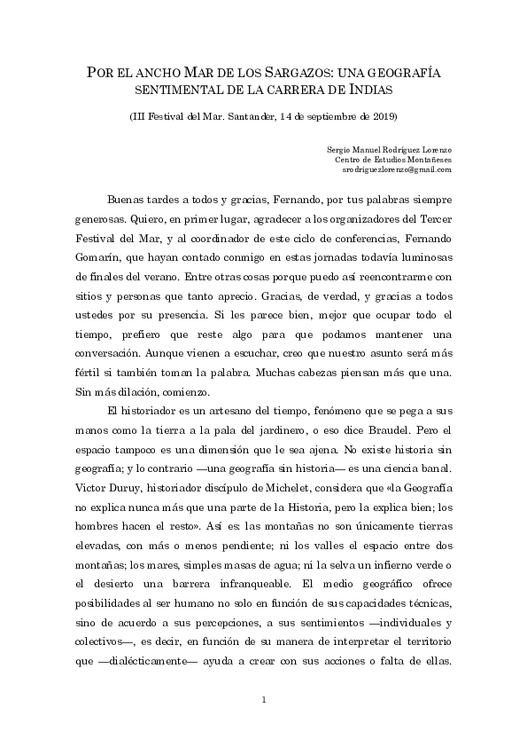 Por el ancho Mar de los Sargazos una historia sentimental de la