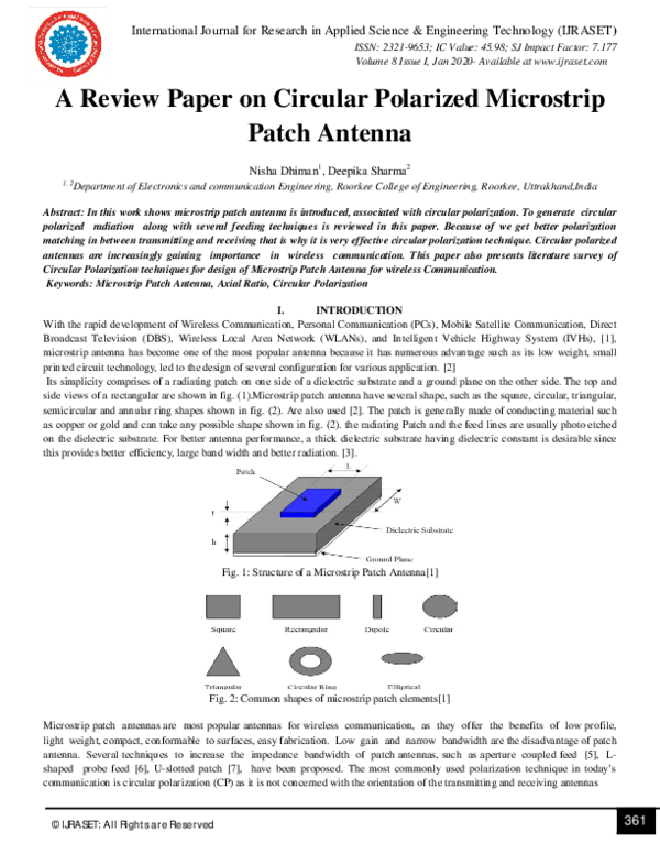 (PDF) A Review Paper on Circular Polarized Microstrip Patch Antenna