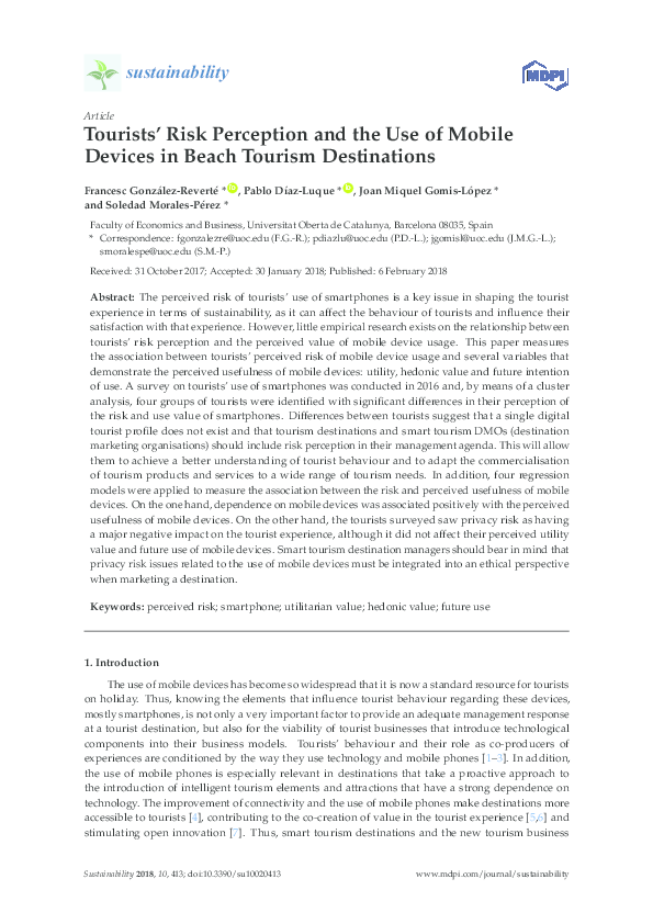 (PDF) Tourists' Risk Perception and the Use of Mobile Devices in Beach ...