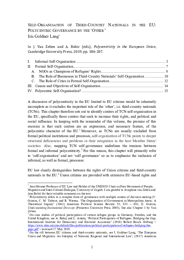 (PDF) Self-Organisation of Third-Country Nationals in the EU ...
