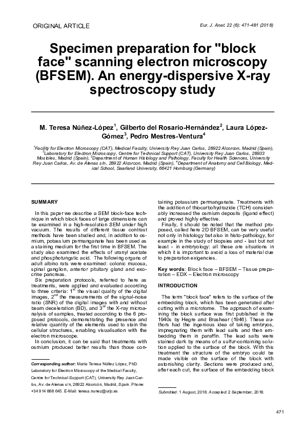 (PDF) Blockface SEM EDAX Study Pedro Mestres Ventura and Teresa