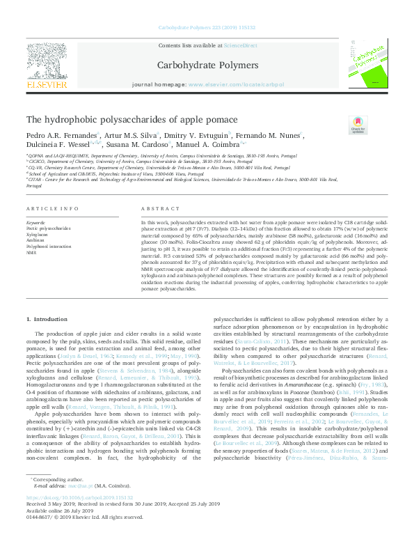 (PDF) The hydrophobic polysaccharides of apple pomace