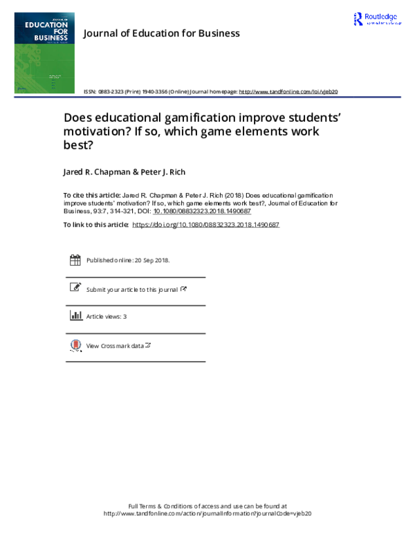 (PDF) Journal of Education for Business Does educational gamification ...