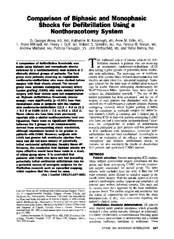 (PDF) Comparison of biphasic and monophasic shocks for defibrillation