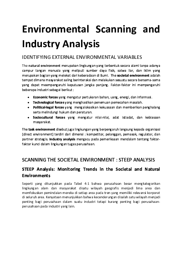 (DOC) Environmental Scanning and Industry Analysis IDENTIFYING EXTERNAL ...