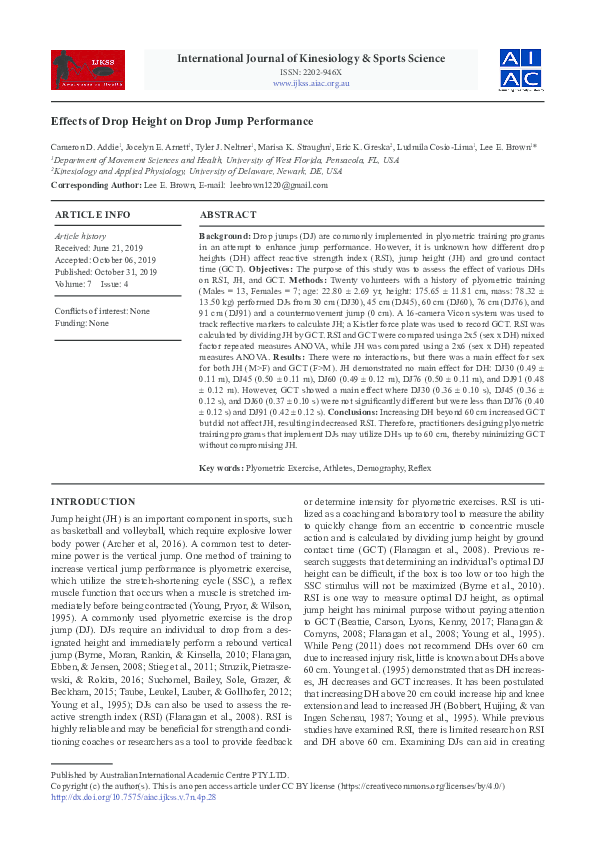 (PDF) Effects of Drop Height on Drop Jump Performance