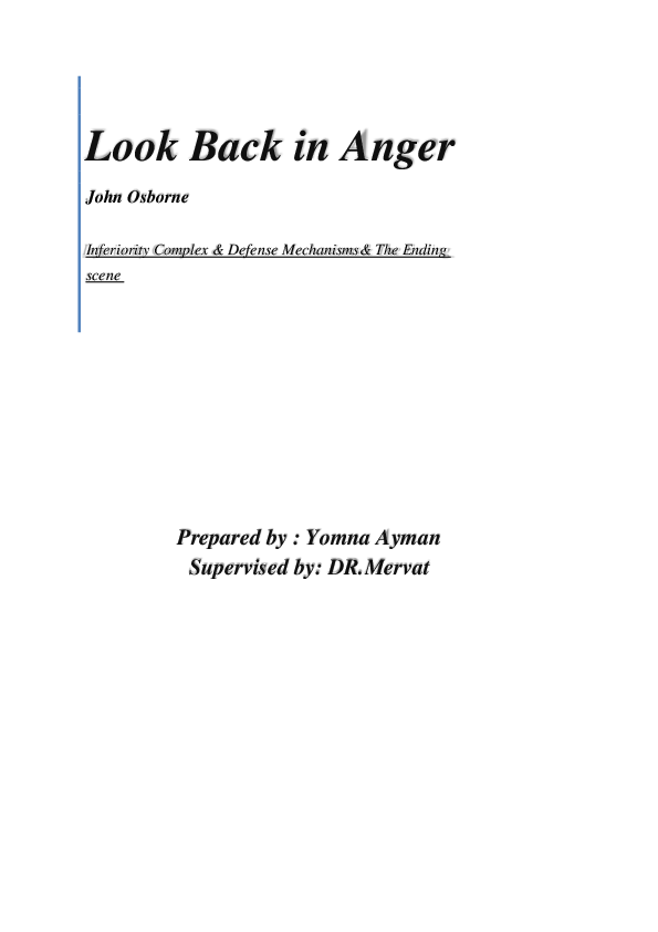 (DOC) Look Back in Anger yomna ayman Academia.edu