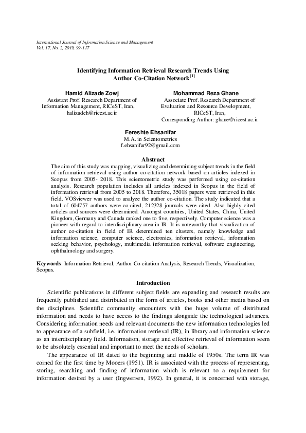 (PDF) Identifying Information Retrieval Research Trends