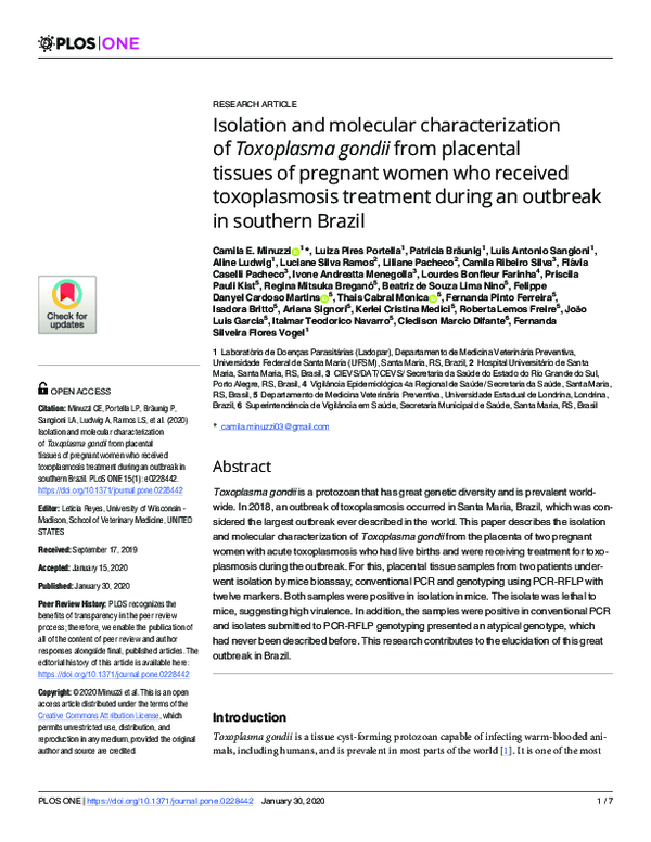 (PDF) Isolation and molecular characterization of Toxoplasma gondii ...