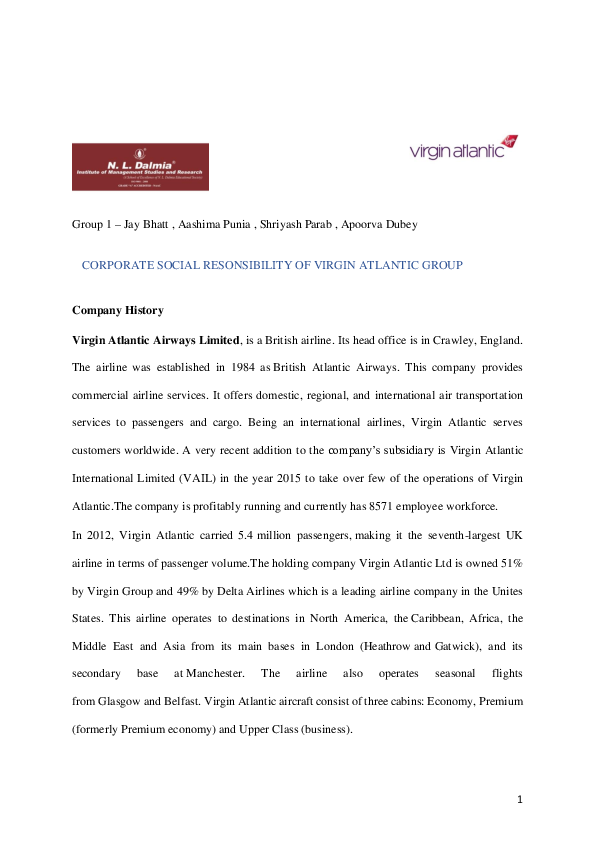 (PDF) Case Report of Virgin Atlanticpdf Jay Bhatt Academia.edu