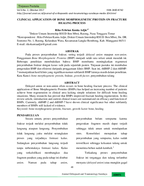 (PDF) CLINICAL APPLICATION OF BONE MORPHOGENETIC PROTEIN ON FRACTURE ...