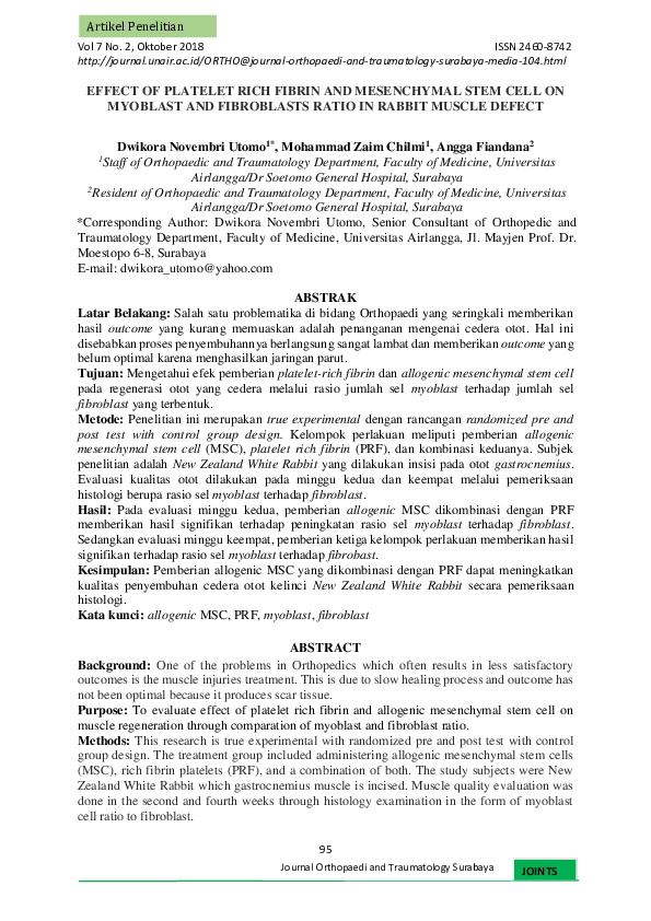 (PDF) EFFECT OF PLATELET RICH FIBRIN AND MESENCHYMAL STEM CELL ON ...