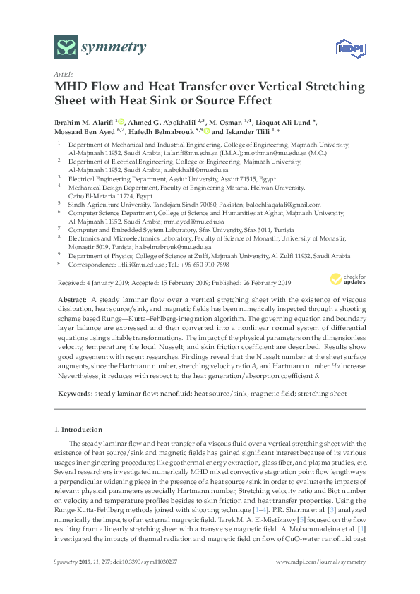 (PDF) MHD Flow and Heat Transfer over Vertical Stretching Sheet with ...
