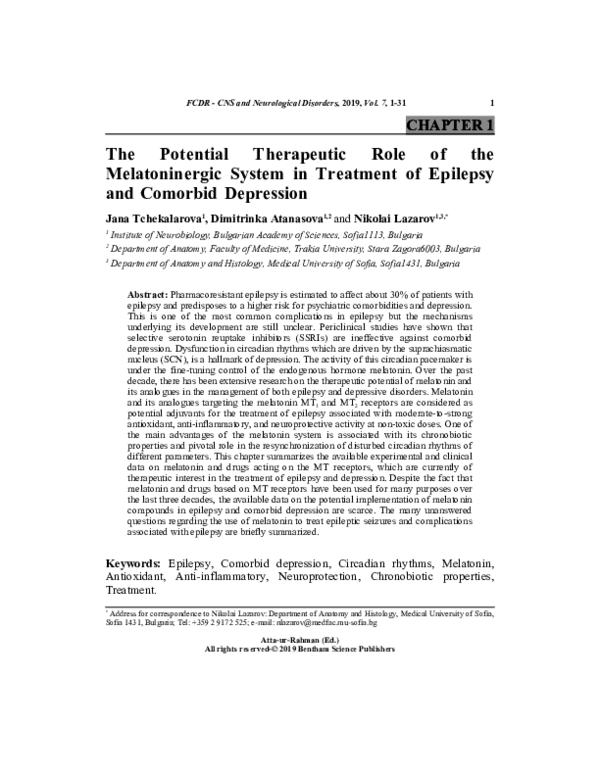 (PDF) The Potential Therapeutic Role of the Melatoninergic System in ...