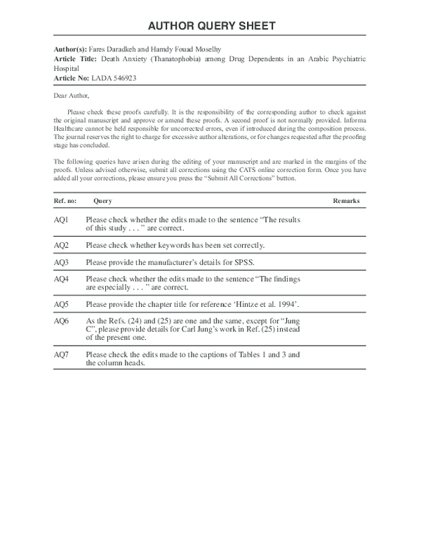 (PDF) AUTHOR QUERY SHEET